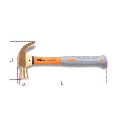 Produktfoto 1 von BETA Hammer, Klauenhammer 883 g Nicht parkend Edelstahl-Stiel 321 mm