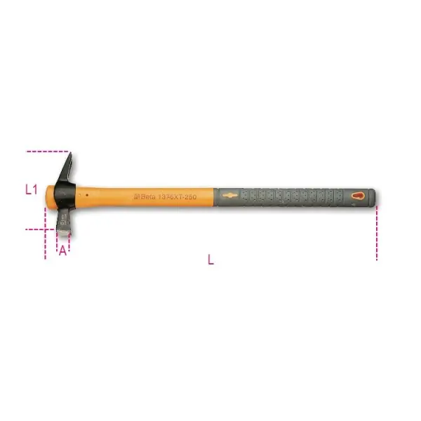 Produktfoto 1 von BETA Hammer, Klauenhammer aus Stahl Kunststoff-Stiel 400g 500 mm