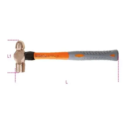 Produktfoto 1 von BETA Hammer, Kugelhammer 500 g Nicht parkend Holz-Stiel 280 mm