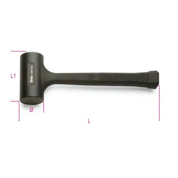 Produktfoto 1 von BETA Hammer, Rückschlagfreier Hammer aus Gummi 1 kg Gummi-Stiel 355 mm