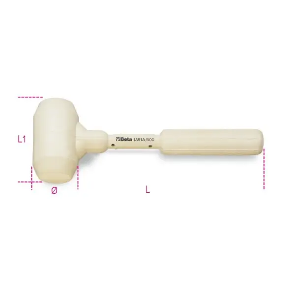 Produktfoto 1 von BETA Hammer, Rückschlagfreier Hammer aus Gummi 1.2 kg Gummi-Stiel 300 mm