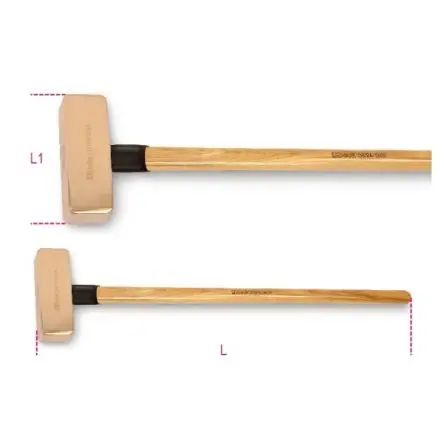 BETA Hammer, Vorschlaghammer aus Berylliumkupferlegierung 5 kg Nicht parkend Holz-Stiel 900mm