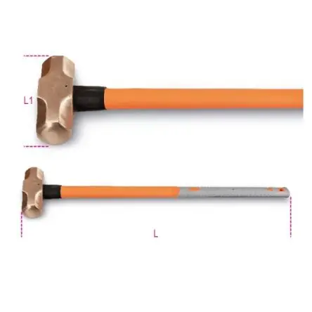 Produktfoto 1 von BETA Hammer, Vorschlaghammer aus Berylliumkupferlegierung 5 kg Nicht parkend Fiberglas-Stiel 900mm