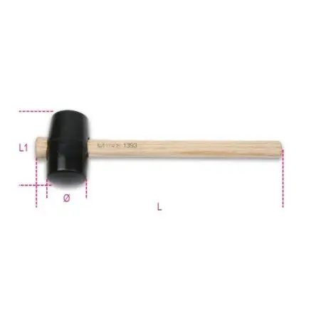 Produktfoto 1 von BETA Hammer, Fäustel aus Gummi 740 g Holz-Stiel 370 mm