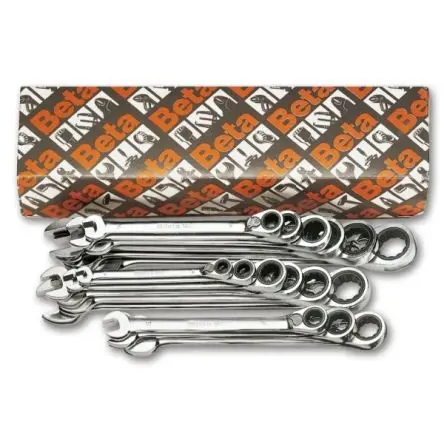Produktfoto 1 von BETA Ratschenschlüsselsatz Ring-Maulschlüssel Satz CrV-Stahl, 17-teilig 24 mm, 10 mm, 21 mm, 6 mm, 14 mm, 27 mm, 12 mm,