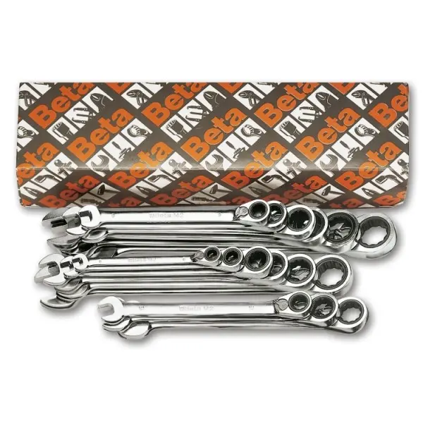 Produktfoto 1 von BETA Ratschenschlüsselsatz Ring-Maulschlüssel Satz CrV-Stahl, 17-teilig 24 mm, 10 mm, 21 mm, 6 mm, 14 mm, 27 mm, 12 mm,
