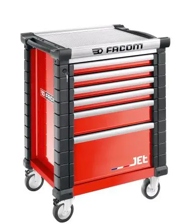 Produktfoto 1 von Facom Stahl Rollenschrank, Typ Gestellwagen 6 Schubladen mit Rädern, 971 mm x 546mm x 774 mm
