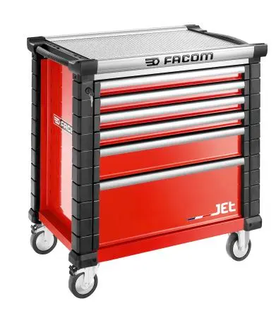 Produktfoto 1 von Facom Stahl Rollenschrank, Typ Gestellwagen 6 Schubladen mit Rädern, 971 mm x 546mm x 774 mm