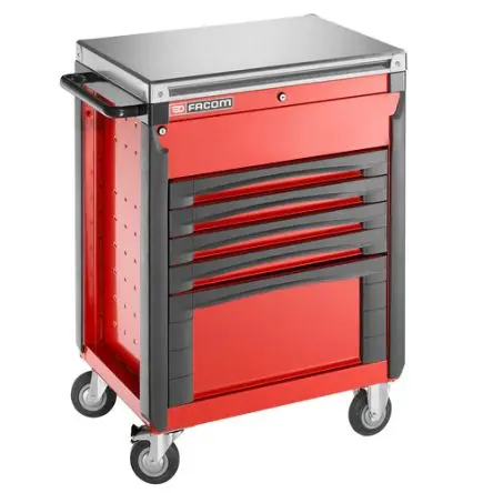 Produktfoto 1 von Facom Galvanisierter Stahl Rollenschrank, Typ Werkzeugschrank 4 Schubladen mit Rädern x 546mm x 825 mm