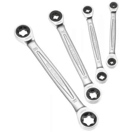 Produktfoto 1 von Facom Ringschlüsselsatz Ratschenringschlüssel, 4-teilig E20 x E24 mm, E14 x E18 mm, E10 x E12 mm, E6 x E8