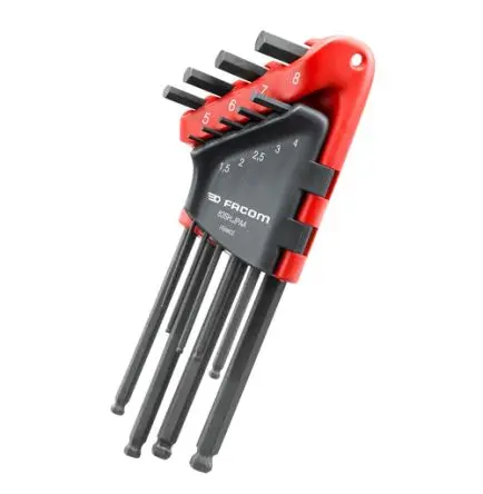 Produktfoto 1 von Facom Sechskantschlüsselsatz 9 L Metrisch Extra Lang, Lang 1.5 mm, 2.5 mm, 2 mm, 3 mm, 4 mm, 5 mm, 6 mm, 7 mm, 8 mm