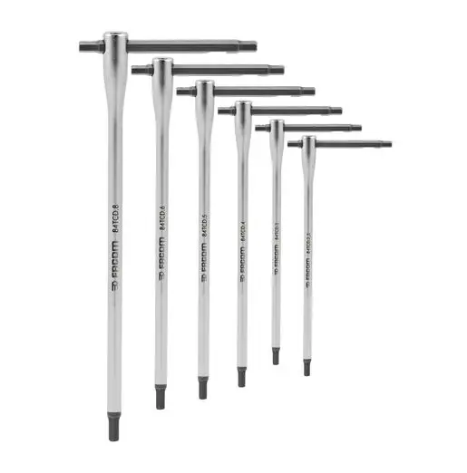 Produktfoto 1 von Facom metrisch  Innensechskant-Schlüssel, Satz 6-teilig 2.5 - 3 - 4 - 5 - 6 - 8mm T-Griff lang