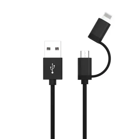 Produktfoto 1 von Ansmann Stecker IC-Buchse USB-Kabel, USB Typ A Buchse / Lightning, Micro-USB Typ B, USB Typ C, 1.2 m Schwarz