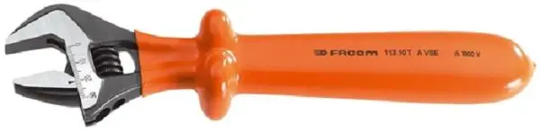 Produktfoto 1 von Facom VDE 1000V zugelassen Rollgabelschlüssel Rollgabelschlüssel, Isoliert Griff, Backenweite 27 mm, / Länge 210 mm