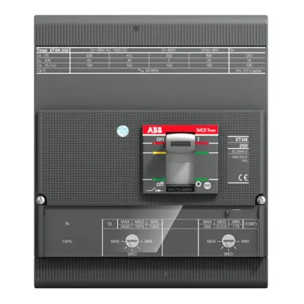 Produktfoto 1 von ABB XT4N XT4N, Kompaktschutzschalter 4-polig, 200A Feststehend / Abschaltvermögen 65 kA 690V ac 500 V dc