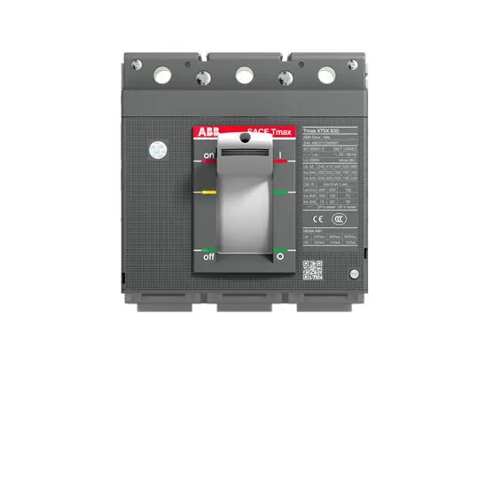 Produktfoto 1 von ABB Tmax XT 1SDA10, Kompaktschutzschalter 3-polig, 6 kA Feststehend / Abschaltvermögen 70 kA 690 V ac 750 V dc