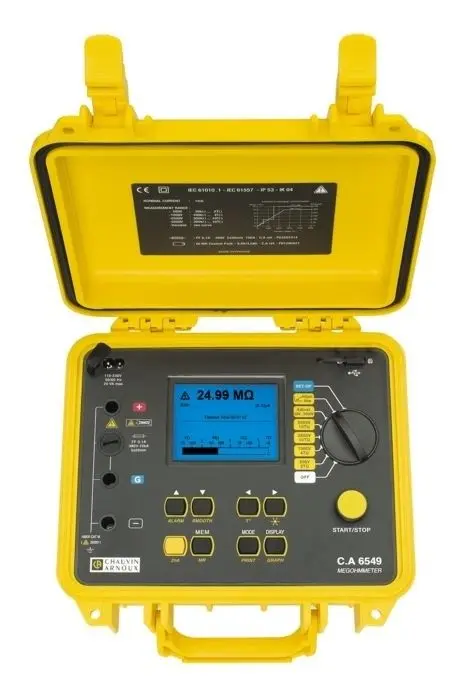 Produktfoto 1 von Chauvin Arnoux CA 6549 Isolationsprüfer 40 V, 5100 V Isolationswiderstand Prüfgerät 10000 GΩ Kat. I 2, Aurix