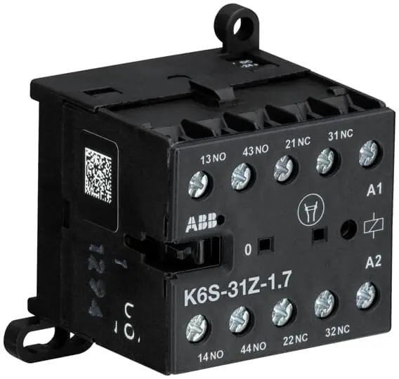 Produktfoto 1 von ABB K6S-31Z Hilfsschütz 32 V dc-Spule, 4-polig, 690V / 4 A 690 V 2.8 W 3 Schließer, 1 Öffner 4-Hilfskontakte