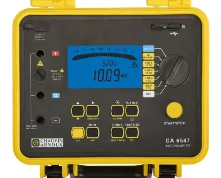 Produktfoto 1 von Chauvin Arnoux CA 6547 Isolationsprüfer 40 V, 3A, 5100 V Isolationsprüfer 10 TΩ Aurix, 64 MHz ARM Cortex-M4F 2.42