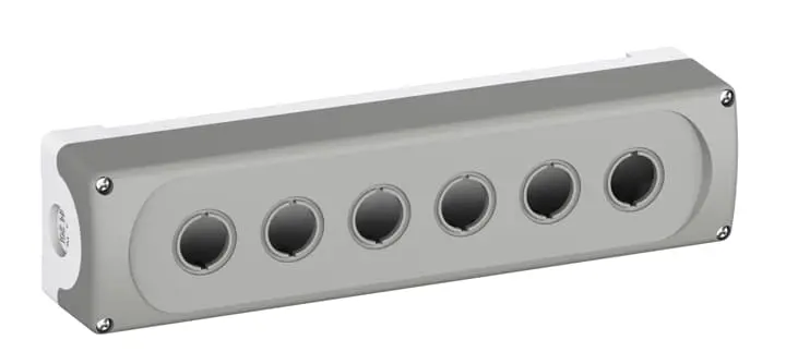 Produktfoto 1 von ABB MEP6 Steuerstation-Gehäuse, 6 x Ø 22.5 mm, Grau, Kunststoff