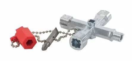Produktfoto 1 von RS PRO Schaltschrankschlüssel Kreuzschlüssel 12-in-1, im Zink-Gehäuse Universal-Schrank-Kreuzschlüsselschlüssel