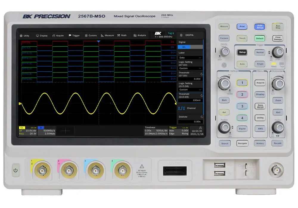 Produktfoto 1 von BK Precision 2560B BK2567B-MSO Mixed-Signal Tisch Oszilloskop 4-Kanal Analog 200MHz