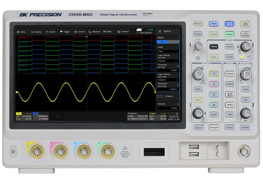 BK Precision 2560B BK2569B-MSO Mixed-Signal Tisch Oszilloskop 4-Kanal Analog 350MHz