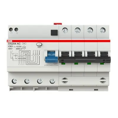Produktfoto 1 von ABB DS200 FI/LS-Schalter (RCBO) 63 A, 4-polig Typ C, Empfindlichkeit 30 mA