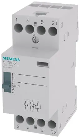 Produktfoto 1 von Siemens 5TT Relais ohne Verriegelung 230V ac Spule Dreipoliger Umschalter DIN-Hutschiene 25A 2 kW