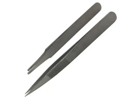 Produktfoto 1 von RS PRO Austenitstahl Pinzettensatz, 120 mm, Spitze Gerade Antimagnetisch 2-teilig