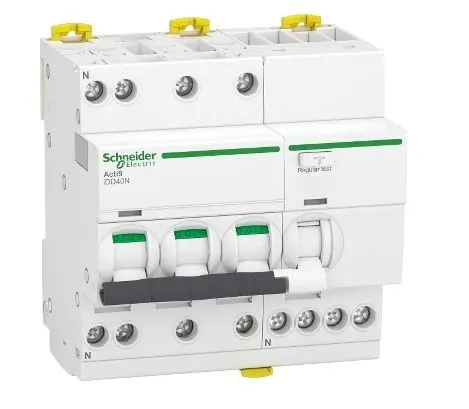 Produktfoto 1 von Schneider Electric Acti9 FI/LS-Schalter (RCBO) 25 A, 3-polig Typ C, Empfindlichkeit 30 mA