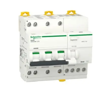 Produktfoto 1 von Schneider Electric Acti9 iDD40K FI/LS-Schalter (RCBO) 25A, 3-polig Typ C, Empfindlichkeit 30 mA