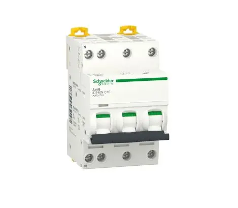 Produktfoto 1 von Schneider Electric Acti9 iDT40 Miniaturüberlastschalter Typ C, Pol 3-polig 16 A 400 V ac, Abschaltvermögen 6000 A Acti9