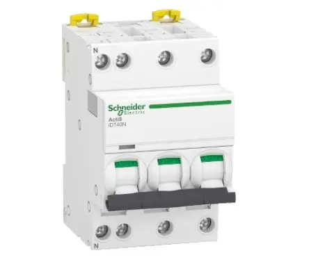 Produktfoto 1 von Schneider Electric Acti9 iDT40N Miniaturüberlastschalter Typ C, Pol 3+N-polig 25A 400V ac, Abschaltvermögen 6000 A Acti9