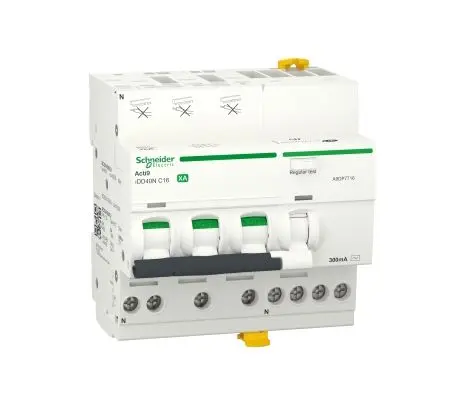 Produktfoto 1 von Schneider Electric Acti9 FI/LS-Schalter (RCBO) 16 A, 3-polig Typ C, Empfindlichkeit 300 mA