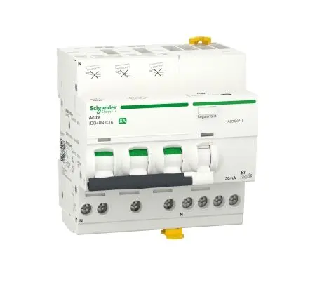 Produktfoto 1 von Schneider Electric Acti9 FI/LS-Schalter (RCBO) 16 A, 3-polig Typ C, Empfindlichkeit 30 mA