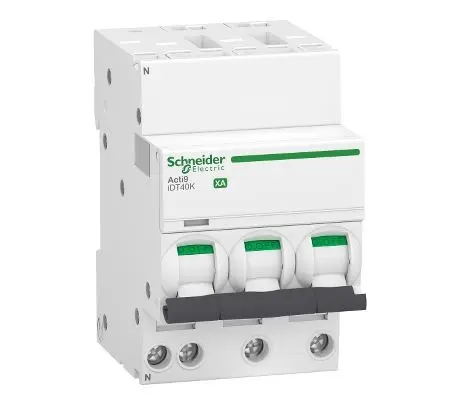 Produktfoto 1 von Schneider Electric Acti9 iDT40K XA Miniaturüberlastschalter Typ C, Pol 3-polig 40 A 230 V ac, Abschaltvermögen 4500 A