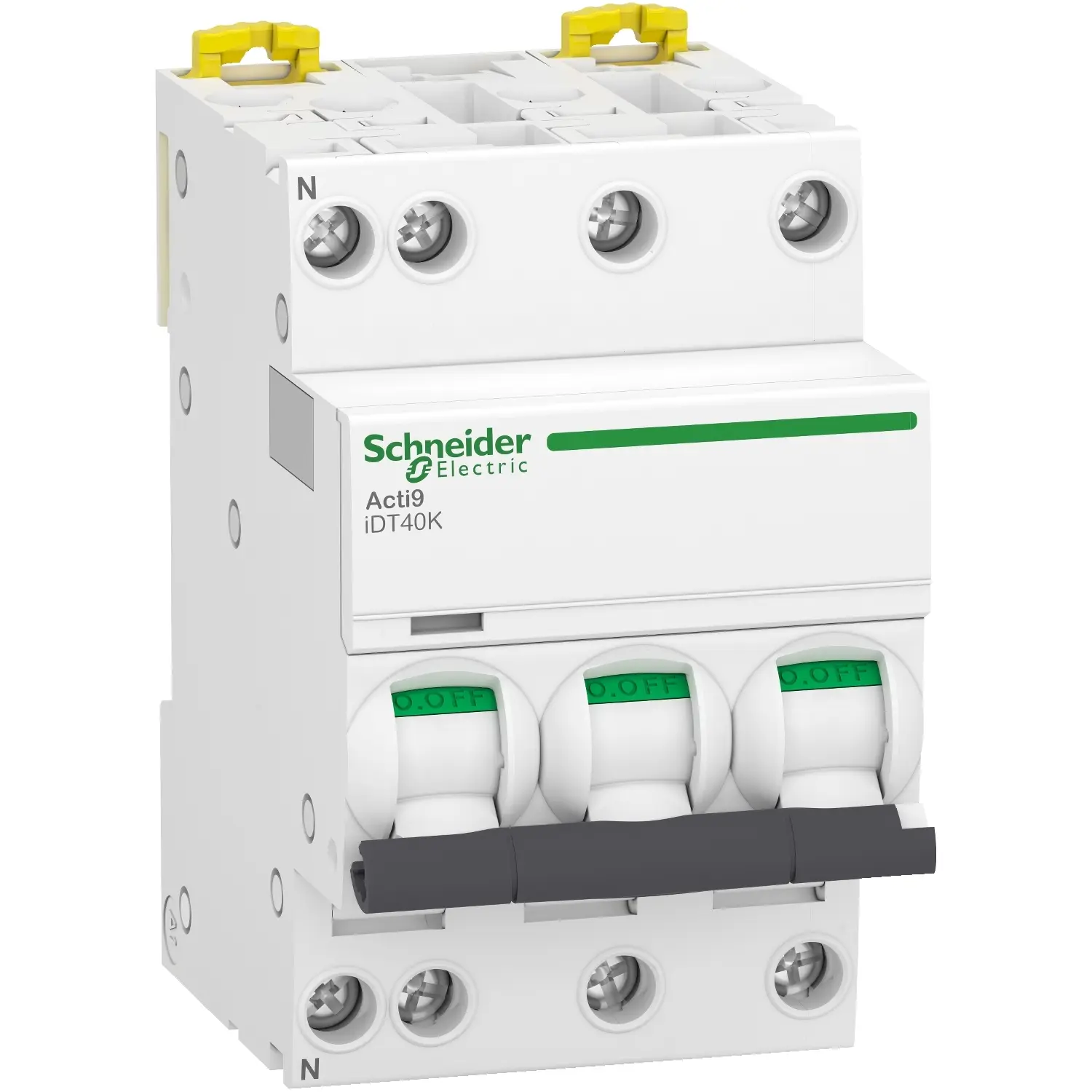 Produktfoto 1 von Schneider Electric Acti9 iDT40K Miniaturüberlastschalter Typ C, Pol 3-polig 40 A 400 V ac, Abschaltvermögen 4500 A Acti9