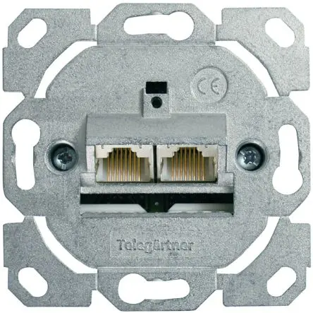 Telegärtner Telegartner Data RJ11, RJ45, RJ12 Kabelklemme Abgeschirmt Weiß, 2 x 2-fach Auslass Abgewinkelt