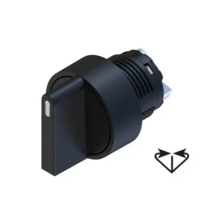 Produktfoto 1 von RS PRO Wählschalterkopf 3-Positionen 22.5mm Kurzer Hebel Federrückstellung von links und rechts