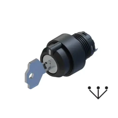 Produktfoto 1 von RS PRO Schlüsselschalterkopf 22.5 mm 3 Positionen wartungsfrei IP65
