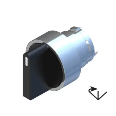 RS PRO Wählschalterkopf Schwarz 3-Positionen 22.5mm Kurzer Hebel Federrückstellung von links