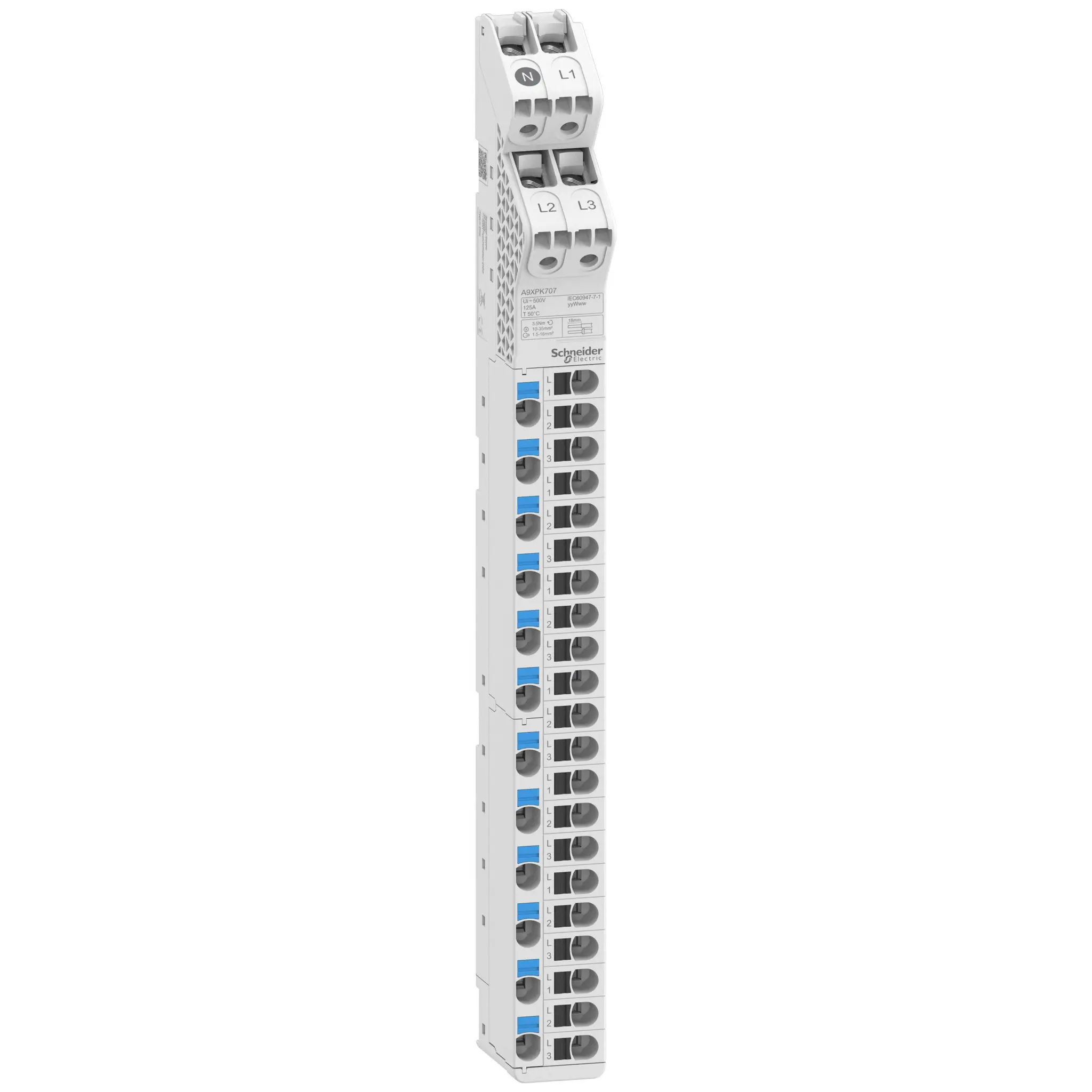 Schneider Electric, Acti9 VDIS Reihe Stromschiene, 1 -phasig, 440 V 125 A, 9 mm Raster, Acti9 Reihe