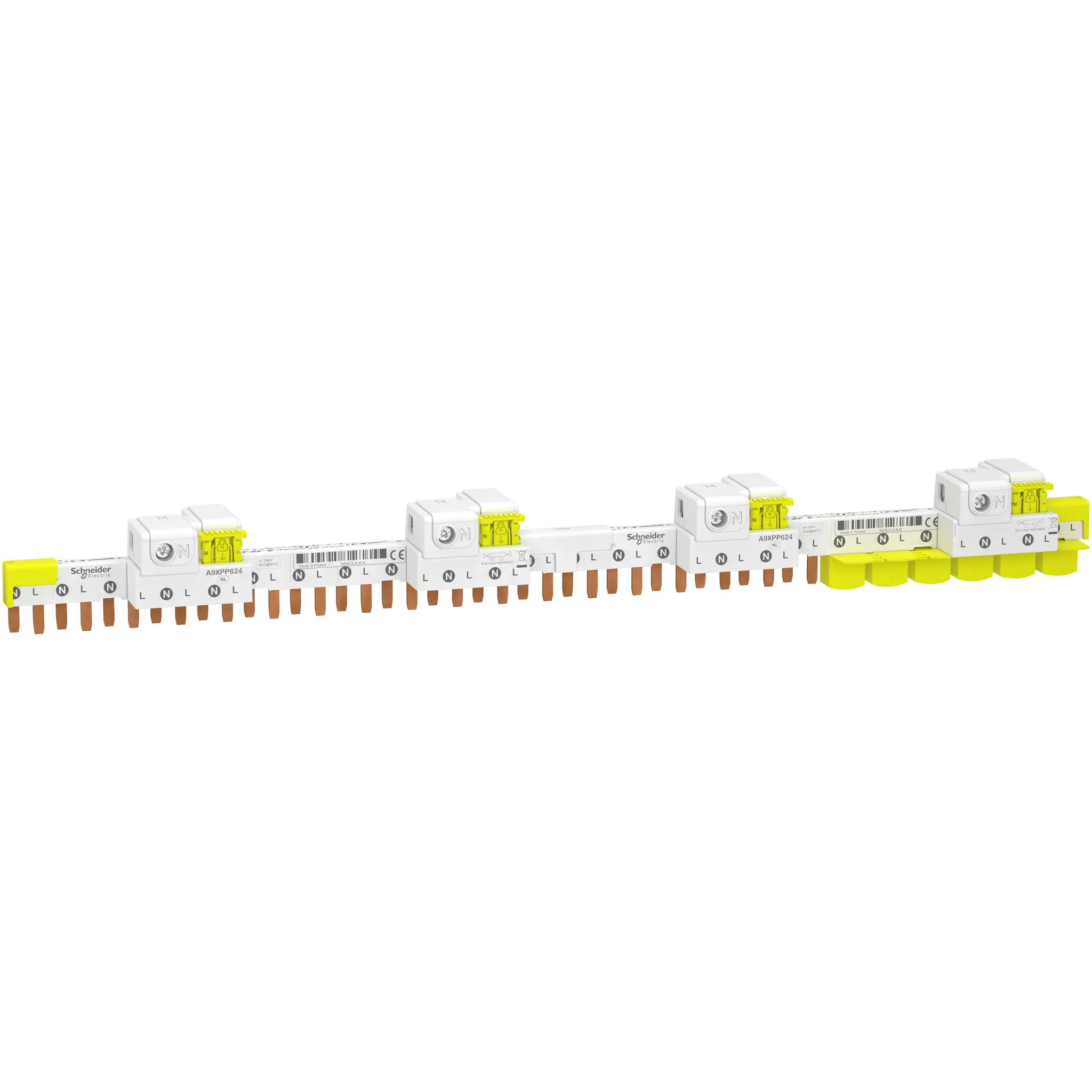 Produktfoto 1 von Schneider Electric, Acti9 iDT40 Reihe Stromschiene, 1 -phasig, 230 V 63 A, 9 mm Raster, Acti9 Reihe