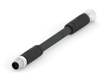 Produktfoto 1 von TE Connectivity M12 L-Code, 4-polig Sensor-Betätigungselementkabel, Gerade Stecker 4 / Gerade Buchse, Länge 3 m