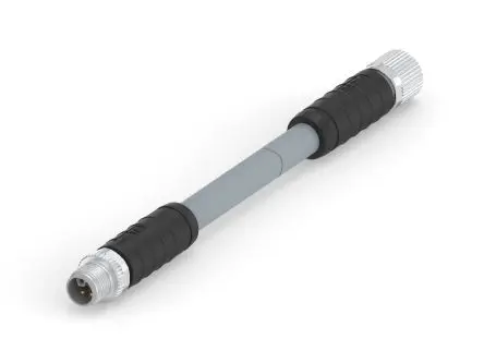 Produktfoto 1 von TE Connectivity M12 L-Code, 5-polig Sensor-Betätigungselementkabel, Gerade Buchse 5 / Gerade Stecker, Länge 1.5 m