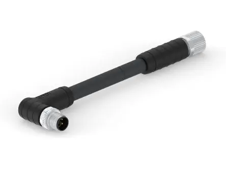 TE Connectivity M12 L-Code, 4-polig Sensor-Betätigungselementkabel, Rechtwinklig Stecker 4 / Gerade Buchse, Länge 1.5 m