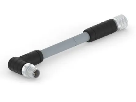 Produktfoto 1 von TE Connectivity M12 L-Code, 5-polig Sensor-Betätigungselementkabel, Rechtwinklig Stecker 5 / Gerade Buchse, Länge 1.5 m