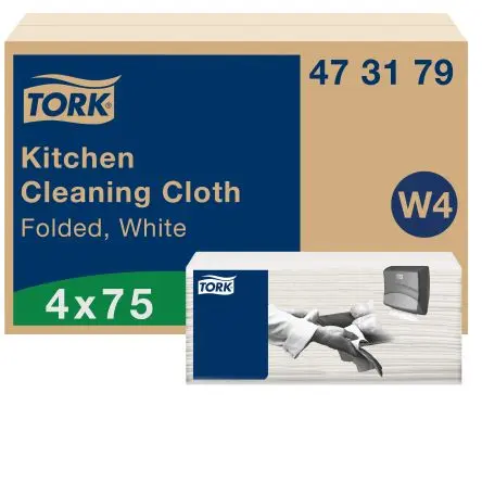 Produktfoto 1 von Tork Tork Lappen für Küche Vliesstoff Kunststoff Trocken 75 pro Paket Stk. Weiß, 41.5 x 35.5 cm Mehrmalige Verwendung