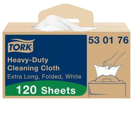 Produktfoto 1 von Tork Tork Lappen für Intensive Reinigungsarbeiten Vliesstoff Rahmenklemme Trocken 120 pro Paket Stk. Weiß, 61.5 x 35.5